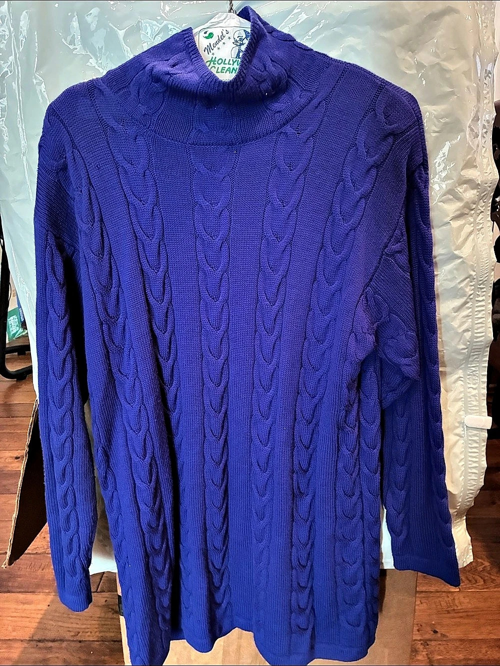 Classiques Entier Cable Knit Turtleneck Wool Sweater Size XL Like New